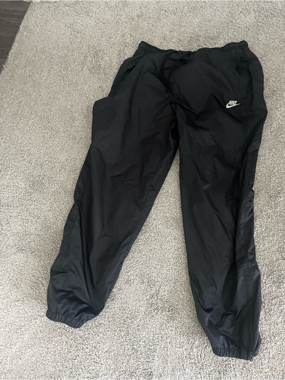 Nike Black Men's Wind Pants with White Logo